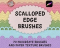 70 Procreate Scalloped Edge Brushes, Paper Textures, Border Brush Set, Digital Illustration, DIY Cards Invitations, plus User Guide Tutorial