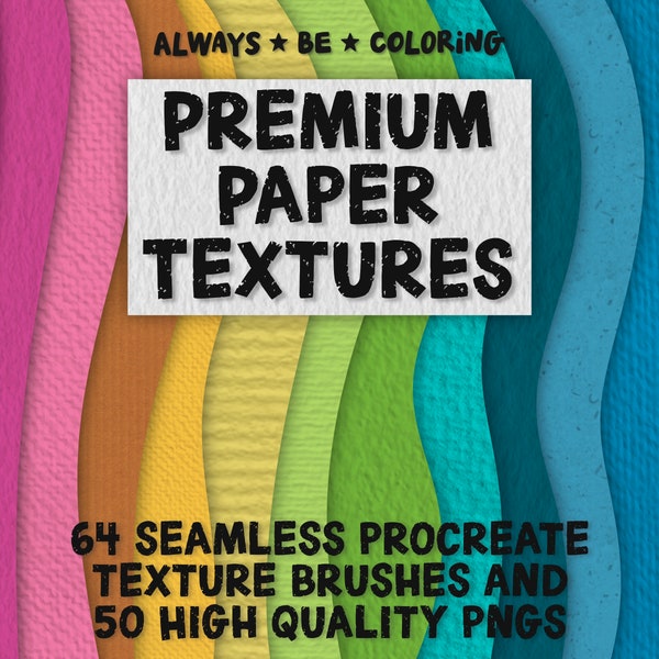 64 Premium Procreate Paper Texture Brushes & 50 High Quality Paper Texture PNG. Watercolor paper texture brush set, realistic paper textures