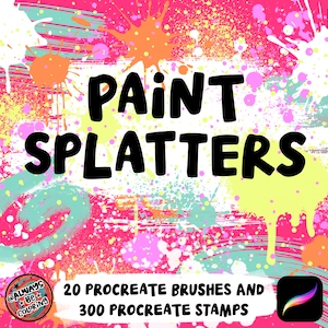 300 Realistic Procreate Paint Splatter Stamps, 20 Dynamic Splatter & Spray Paint Procreate Brushes, Watercolor Splash, Ink Stain, Ink Blots