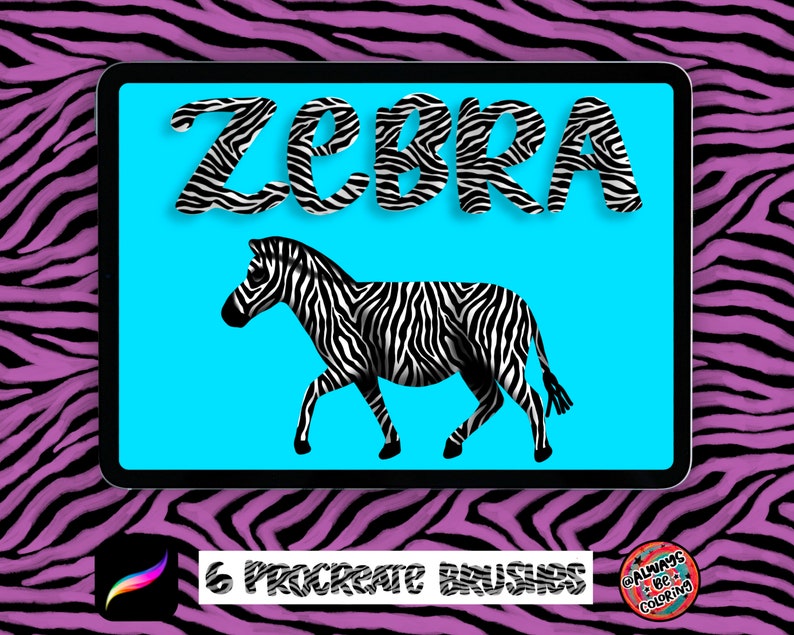 6 Zebra Print Procreate Lettering Brushes! Animal Print Brushes ...