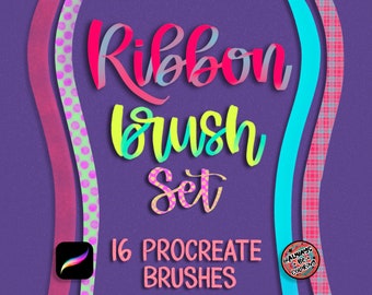 16 Procreate Ribbon Brushes for Lettering, Illustration. Pattern Brushes, Texture Brushes, Glitter Brush, Double Brushes, Calligraphy Brush