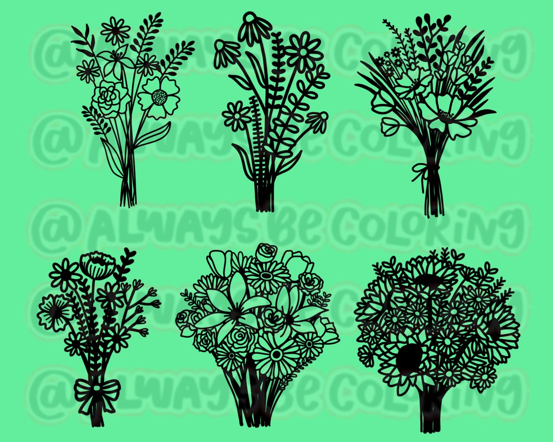 30+ Hand Drawn Procreate Stamp Brushes With Flower Bouquets! Procreate ...