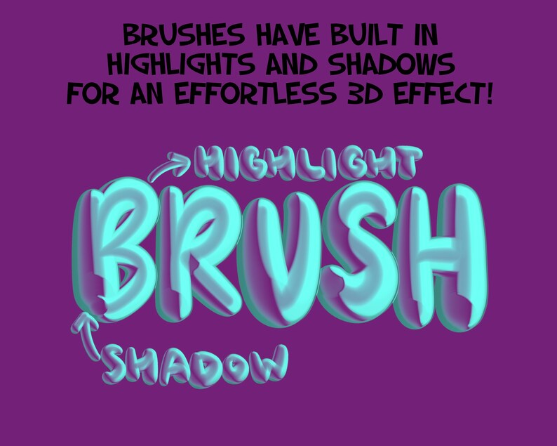 35 Bubble 3D Procreate Brushes! Three Dimensional Digital Procreate Brushes, Lettering Brush Pack, Procreate 3D Set, Hand Lettering Brushes image 5