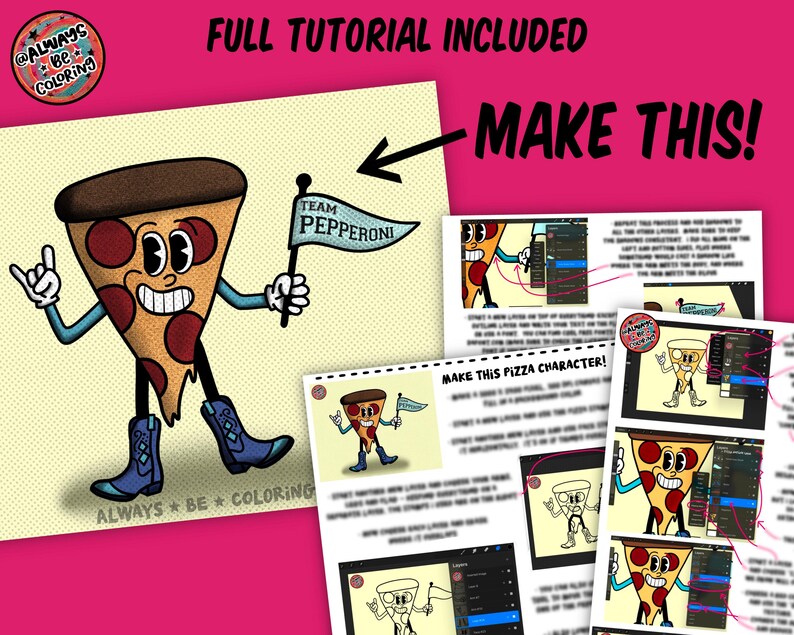 ¡Conjunto de creación de personajes de mascota retro para Procreate! ¡280 sellos para Procreate, 45 pinceles de semitonos, texturas y patrones sin costuras! Caras, cuerpos, brazos, piernas imagen 9