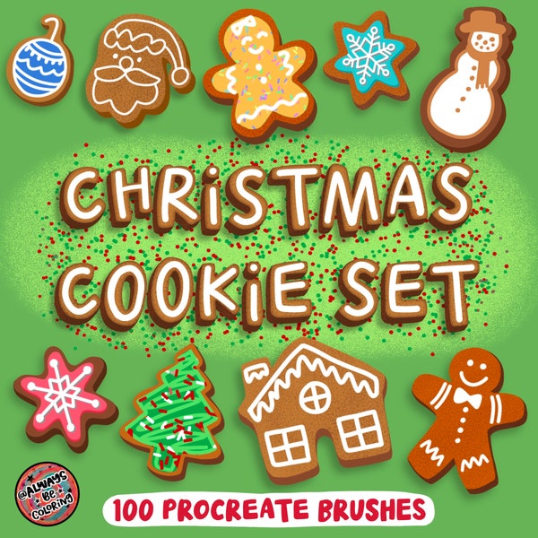 Holiday Cookie Maker Set! Over 100 Procreate Brushes with Cute Holiday Cookie and Icing Shapes, plus Procreate Brushes and 3 Color Palettes