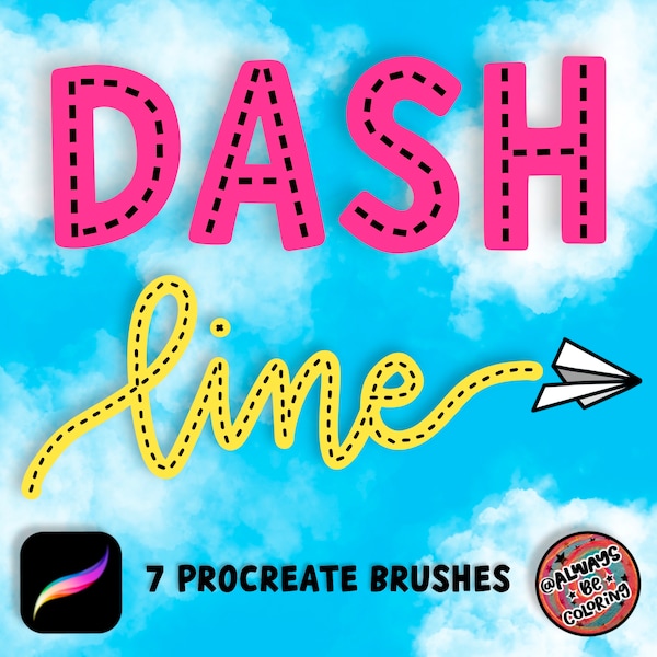 7 Procreate Dash Line Brushes! Procreate Border Brushes, Stitches Sewing Brushes, Lettering Brushes, Procreate Lettering, Brush Set