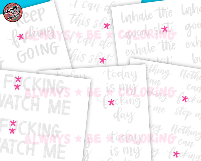 15 Affirmations With Swear Words Lettering Practice Worksheets, 32 ...