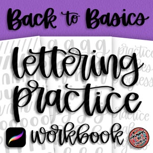 10 Procreate Brushes, 20 Lettering Practice Worksheets, Learn Brush Lettering, Modern Calligraphy, Lettering Workbook for Procreate or Print