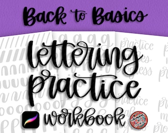 10 Procreate Brushes, 20 Lettering Practice Worksheets, Learn Brush Lettering, Modern Calligraphy, Lettering Workbook for Procreate or Print