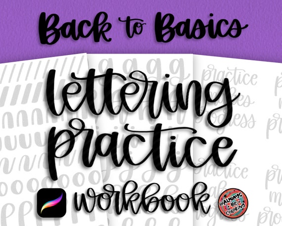 10 Procreate Brushes, 20 Lettering Practice Worksheets, Learn Brush Lettering, Modern Calligraphy, Lettering Workbook for Procreate or Print