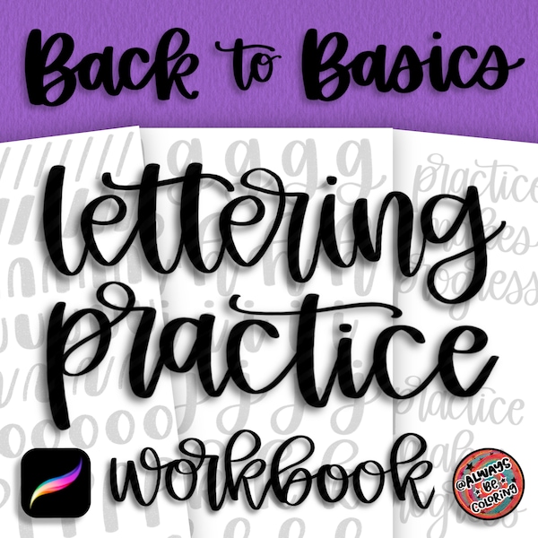 10 Procreate Pinsel, 20 Lettering Übungsblätter, lernen Sie Brushlettering, moderne Kalligrafie, Lettering Workbook für Procreate oder Print