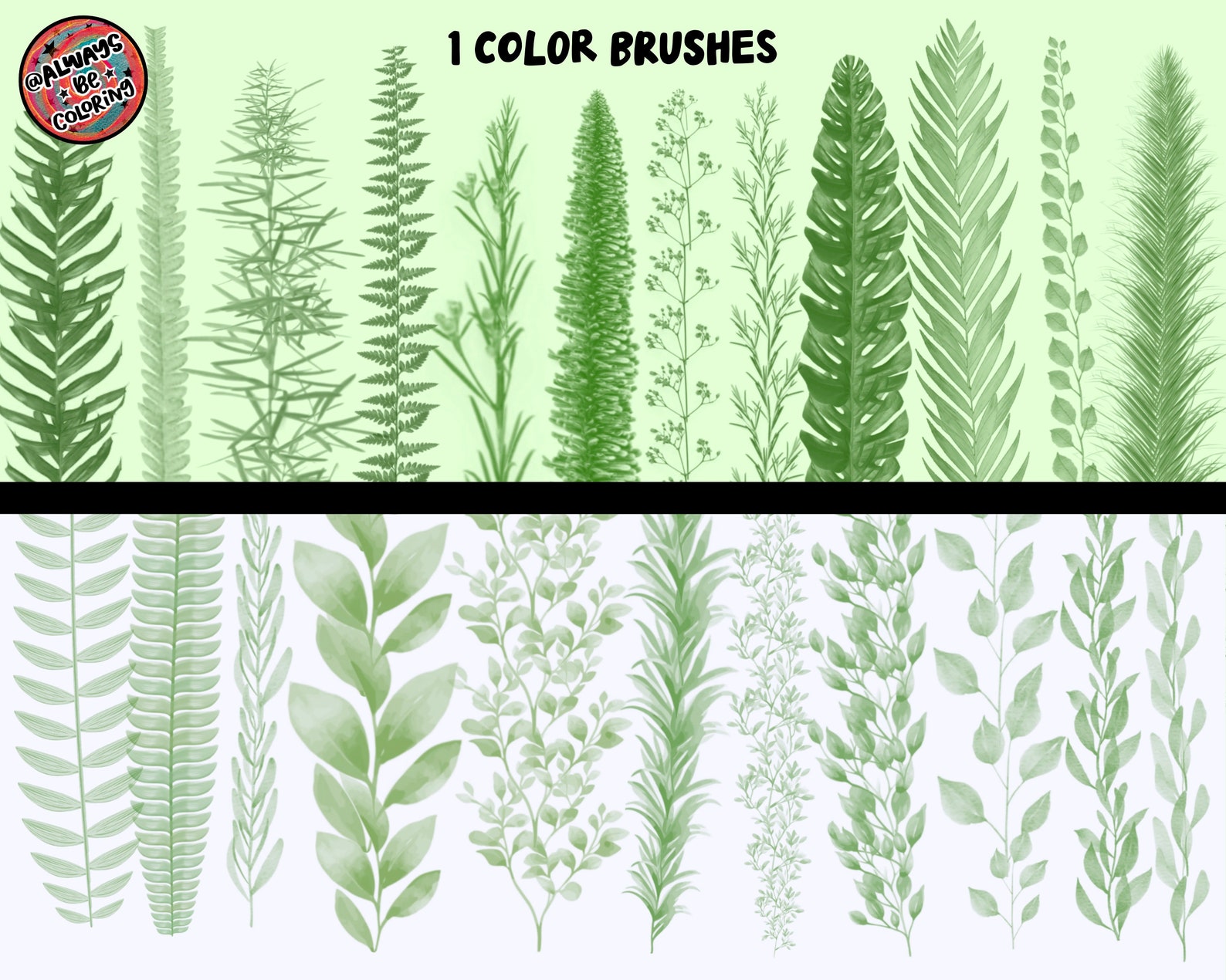 100 Procreate Leaves and Greenery Brushes! Realistic Foliage Brushes ...
