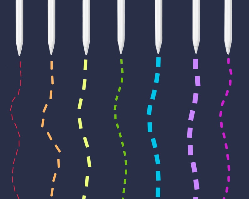 7 Procreate Dash Line Brushes Procreate Border Brushes Etsy