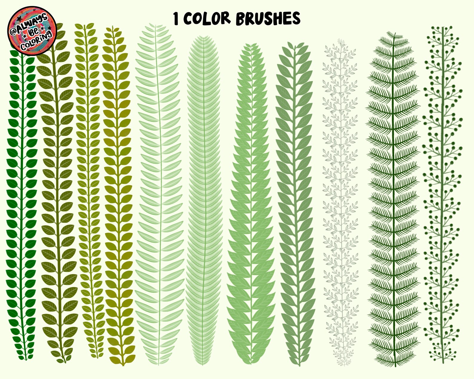 100 Procreate Leaves and Greenery Brushes! Realistic Foliage Brushes ...