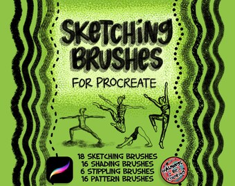 Procreate Sketching Brush Set, Over 50 Brushes for Digital Illustration and Lettering, Shading & Texture Brushes, Seamless Pattern Brush Set
