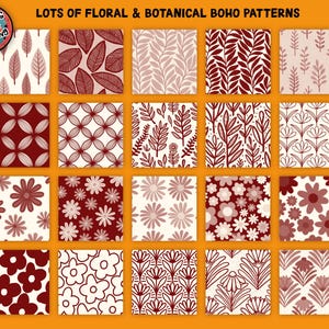 105 Hand Drawn Procreate Boho Seamless Pattern Brushes, Flower ...