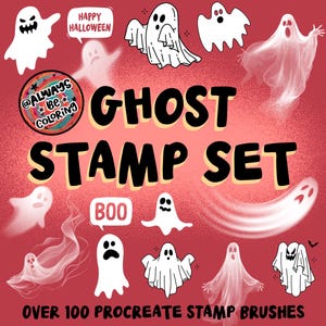 100 Hand Drawn Procreate Ghosts Stamp Brushes, Halloween Procreate Brushes, Realistic Spooky Ghost Stamps, Digital Art Stamp Brushes