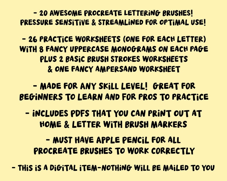 Fancy Monogram Lettering Practice Workbook 20 Procreate Brushes, 29 ...