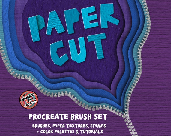170 Realistic Procreate Paper Texture Brushes, Drawing & Shading Brushes and Stamps to make cut paper art in Procreate! + 3 full tutorials