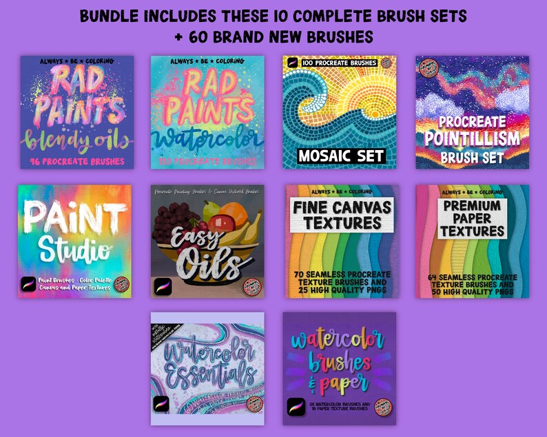 Rad Paint Save 70%! 850 Procreate Paint Brushes, Oil Paint Brushes, Watercolor ...