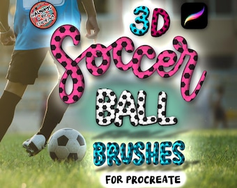 54 Procreate 3D Soccer Football Brushes for Lettering and Digital Illustrations, Texture & Pattern Brushes