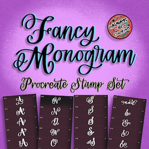 216 Fancy Monogram Procreate Stamp Brushes! Beautiful Hand Drawn Alphabet Letter Stamps, Calligraphy Stamps, Monograms, Initials, Invitation