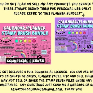 Full Commercial License! Procreate Calendar Planner Journal Stamp Brush ...