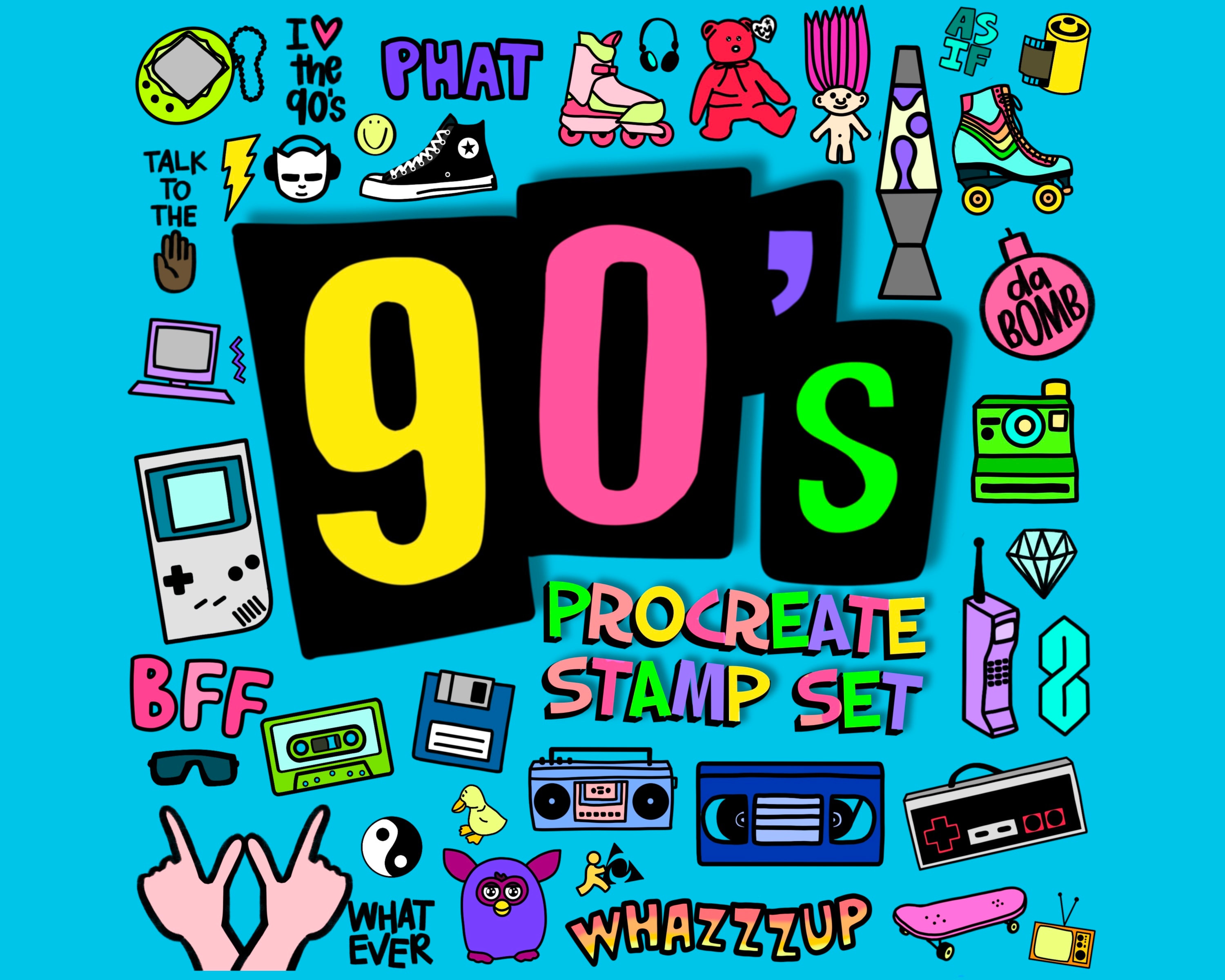 90's Clipart 90s Retro 90s Sticker Pack 90s SVG, PNG and JPG