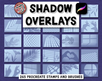 265 Procreate Shadow Overlay Stamps, Paper Texture Brushes, Plants, Botanical, Windows, Abstract Designs, Digital Collage, Mood Board