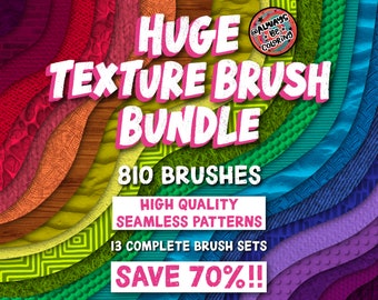 70% 割引! 810 個の Procreate シームレス テクスチャ ブラシ、ファブリック ブラシ、パターン ブラシ、紙とキャンバスのテクスチャ、巨大な Procreate テクスチャ ブラシ バンドル