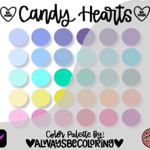 ¡DESCARGA INSTANTÁNEA! ¡Paleta de colores personalizada de corazones de caramelo pastel y muestras de colores en PDF! ¡Colores brillantes y únicos para tus letras/ilustraciones!