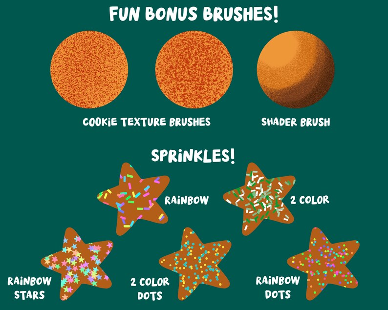 Holiday Cookie Maker Set Over 100 Procreate Brushes with Cute Holiday Cookie and Icing Shapes, plus Procreate Brushes and 3 Color Palettes image 6