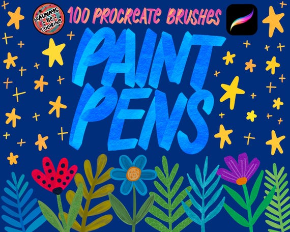 100 Procreate Paint Pen Brushes for Lettering, Sketching, Illustrations, Paper & Canvas Texture Brushes, Procreate Markers, iPad Art Brush