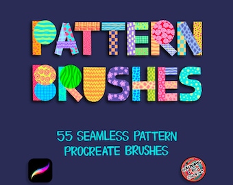 55 Seamless Pattern Procreate Brushes!  Dots, Grids, Hearts, Flowers, Fabrics Brushes, Texture Brushes, Animal Print Brushes,Pattern Brushes
