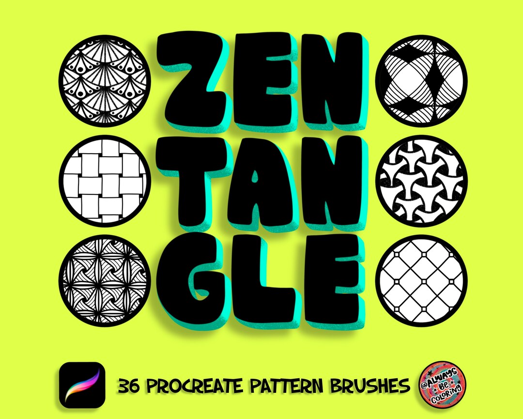 36 Seamless Pattern Zentangle Procreate Brushes, Pattern Brush Set