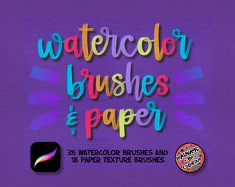 44 Procreate Watercolor Brushes & 24 Watercolor Paper Texture Brushes for Lettering, Illustration. Procreate Paint Brush Set, Lettering
