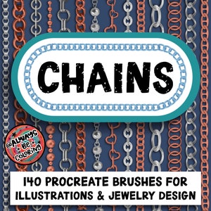 140 Procreate Chain Brushes for Digital Illustration & Jewelry Design, plus metallic brushes, Procreate Fashion Design, Chains Brush Set