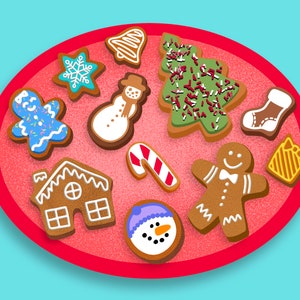 Holiday Cookie Maker Set Over 100 Procreate Brushes with Cute Holiday Cookie and Icing Shapes, plus Procreate Brushes and 3 Color Palettes image 9