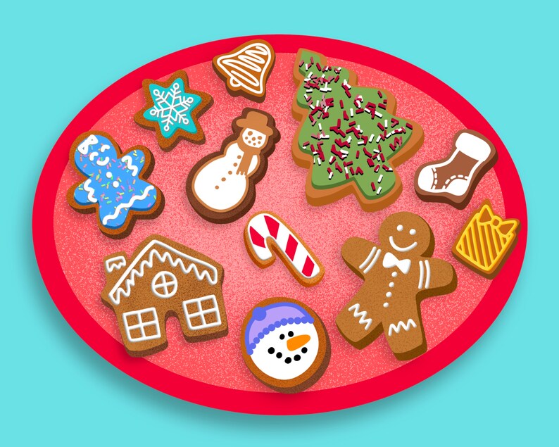 Holiday Cookie Maker Set Over 100 Procreate Brushes with Cute Holiday Cookie and Icing Shapes, plus Procreate Brushes and 3 Color Palettes image 9