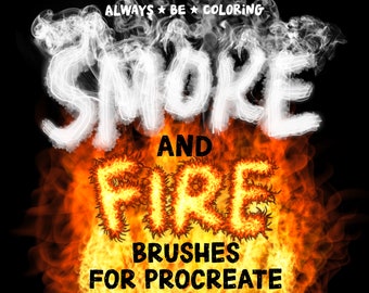 112 Procreate Smoke & Fire Brushes and Stamps! Dynamic Smoke and Fire Brushes, Neon Flame Lettering Brushes, plus Procreate Color Palette