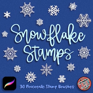 30 pędzli do stempli Procreate Snowflake! Twórz kartki świąteczne DIY! Zestaw pędzli do stempli świątecznych Procreate do liternictwa i ilustracji!