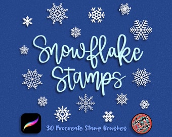 30 Procreate Snowflake Stamp Brushes!  Make DIY Christmas Cards!  Procreate Christmas Holiday Stamp Brush Set for Lettering & Illustrations!