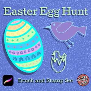 INSTANT DOWNLOAD!  Easter Egg Procreate Stamp and Brush Set! Over 50 Stamps to design Easter Eggs!  With color palette and pattern brushes!