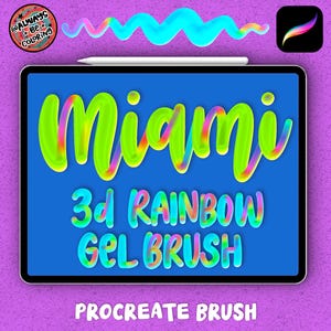 One Procreate 3D Rainbow Color Changing Gel Pen for Lettering & Digital Illustration, Procreate Lettering Brush, Three Dimensional Art Brush