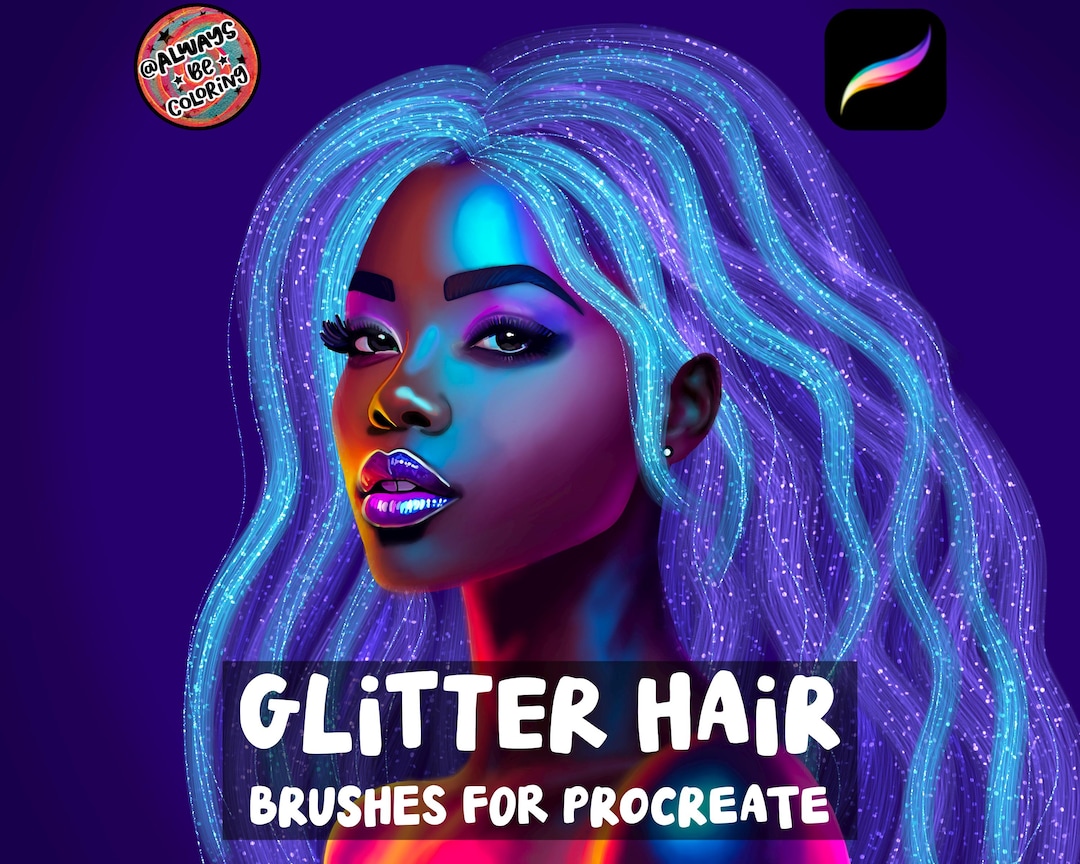 55 Procreate Glitter Hair Brushes for Portraits and Illustrations ...