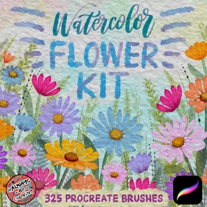 Procreate aquarel bloemenborstelset! 325+ penselen en stempels voor voortplanting, realistische bladborstels, penselen voor planten, bloemenborstelset