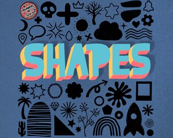 230 Hand Drawn Shapes Procreate Stamp Brushes, For Digital Art and Bullet Journals, Planner, Basic Shapes plus Stars, Frames, Comics & more!
