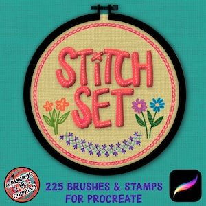225 Stitch Procreate Brushes, Fabric Seamless Texture Brushes, Clothing Fashion Procreate Brushes, Digital Embroidery Brush Set, Stitching