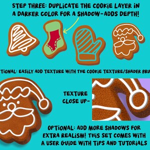 Holiday Cookie Maker Set Over 100 Procreate Brushes with Cute Holiday Cookie and Icing Shapes, plus Procreate Brushes and 3 Color Palettes image 3