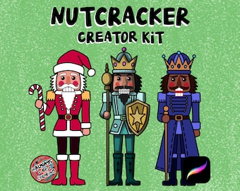 Procreate Christmas Nutcracker Brushes and Hand Drawn Stamps for Digital Illustrations & DIY Cards, Crafts. Holiday Character Design Art